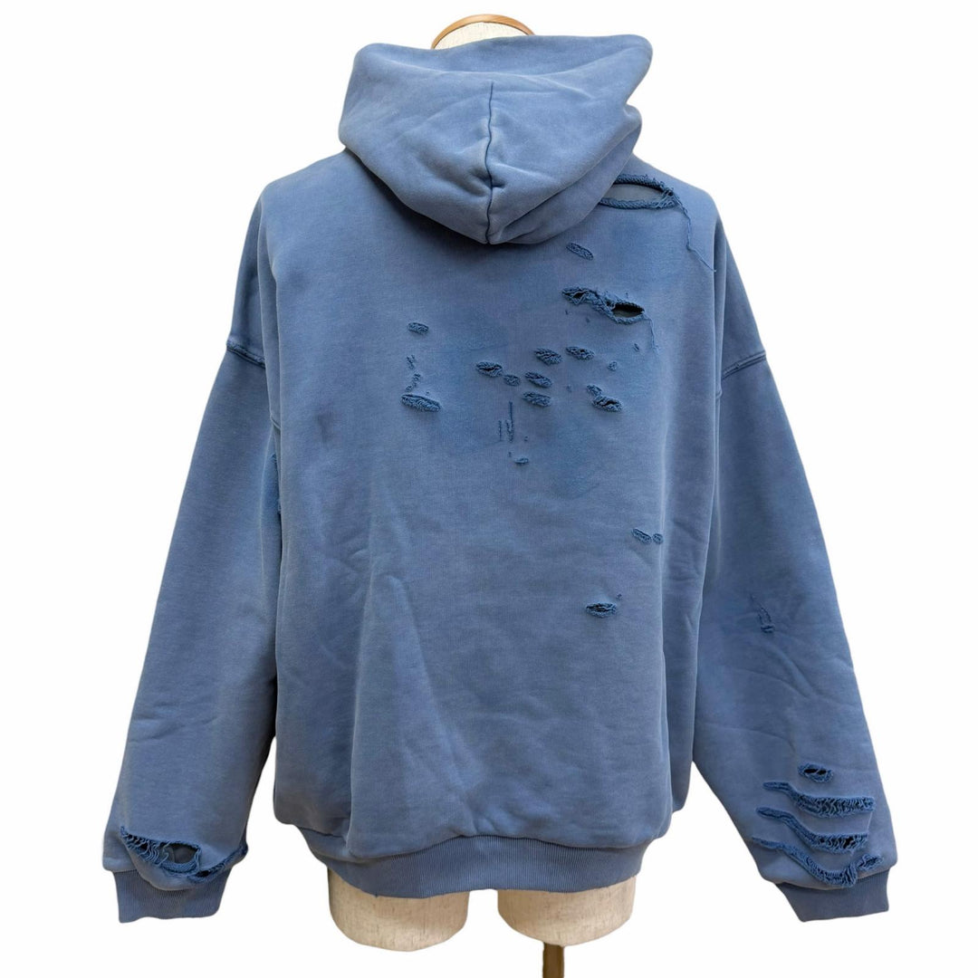 Pristine BALENCIAGA hoodie Destroy Layered Sports Hoodie Light blue