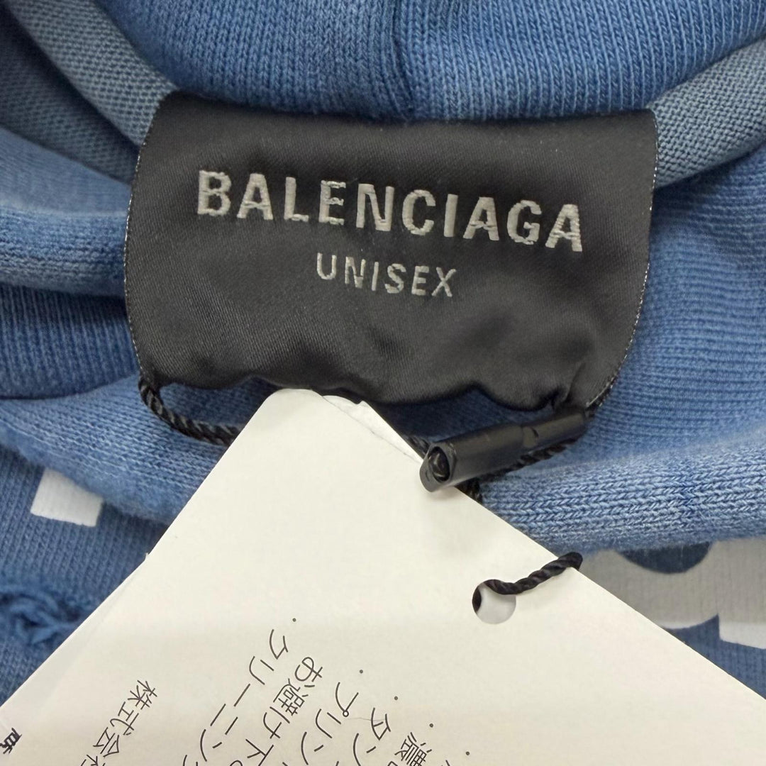 Pristine BALENCIAGA hoodie Destroy Layered Sports Hoodie Light blue
