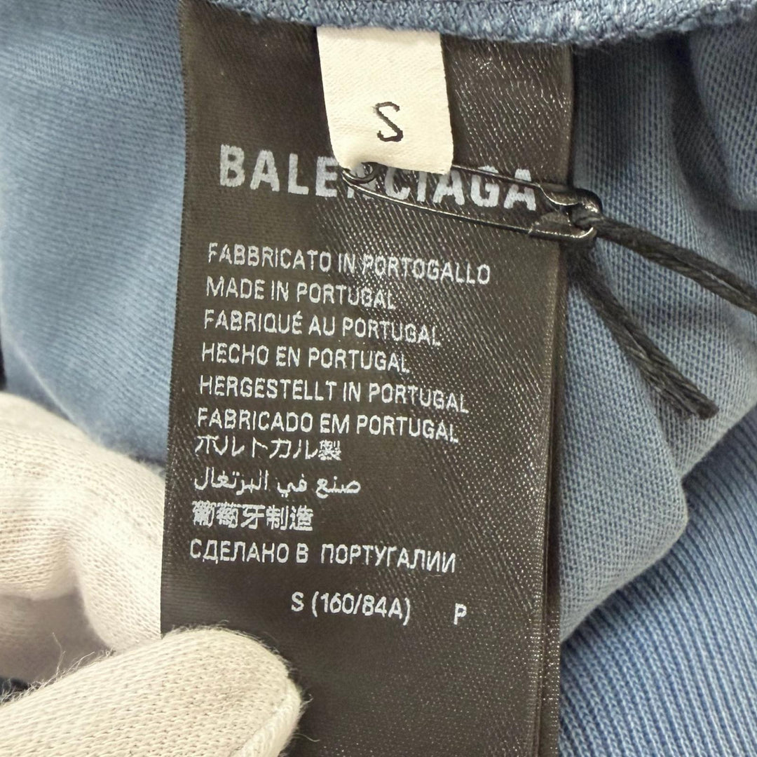 Pristine BALENCIAGA hoodie Destroy Layered Sports Hoodie Light blue
