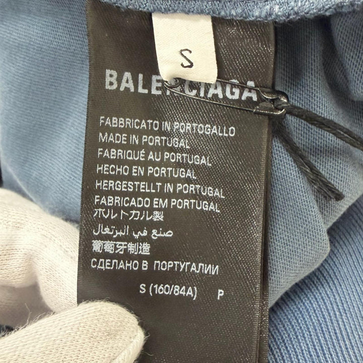 Pristine BALENCIAGA hoodie Destroy Layered Sports Hoodie Light blue