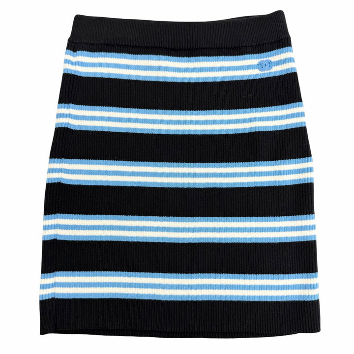 Excellent CHANEL Mini skirt COCO Mark Multi-Border Pattern Knit 34 P77575K11299
