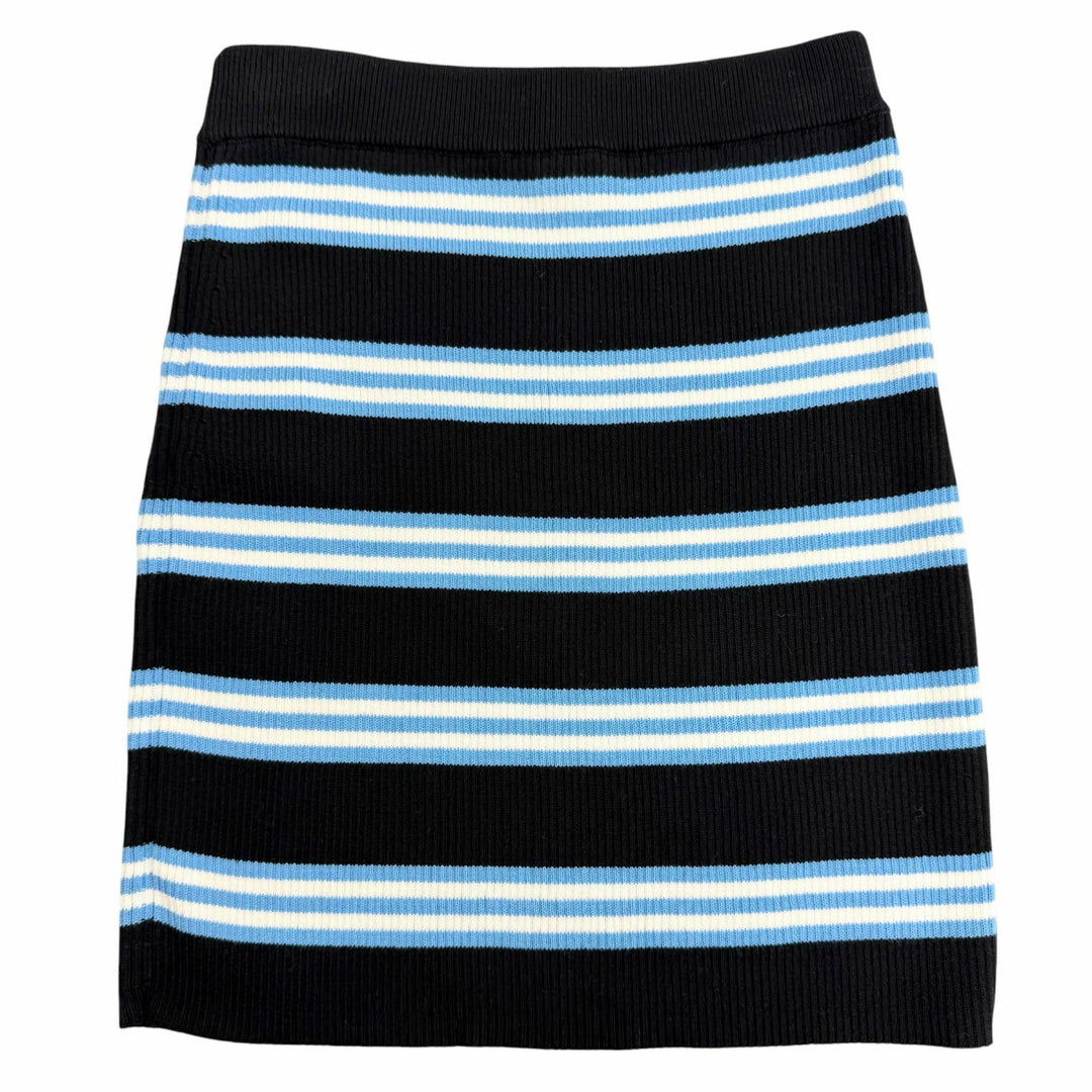 Excellent CHANEL Mini skirt COCO Mark Multi-Border Pattern Knit 34 P77575K11299