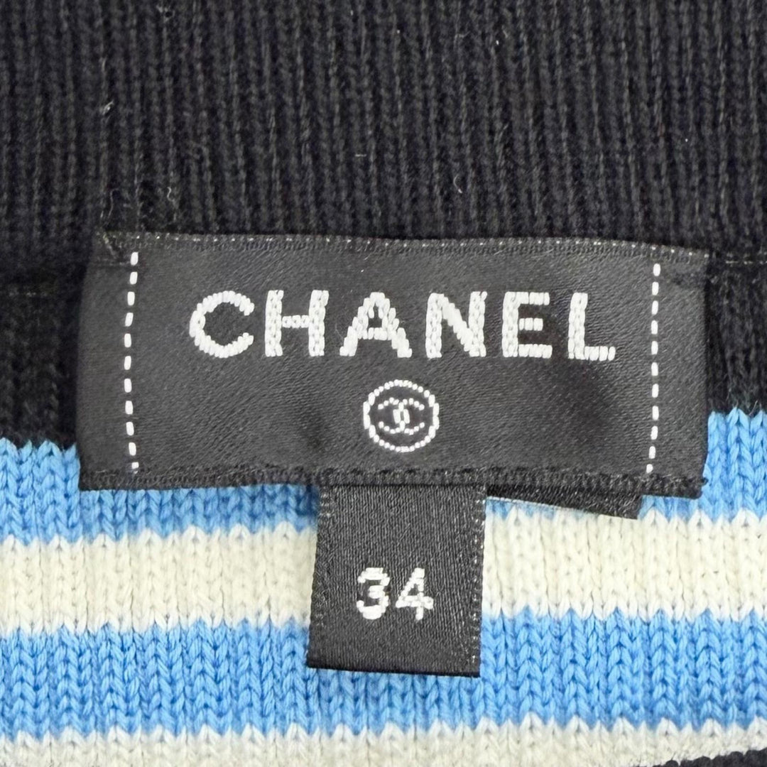 Excellent CHANEL Mini skirt COCO Mark Multi-Border Pattern Knit 34 P77575K11299