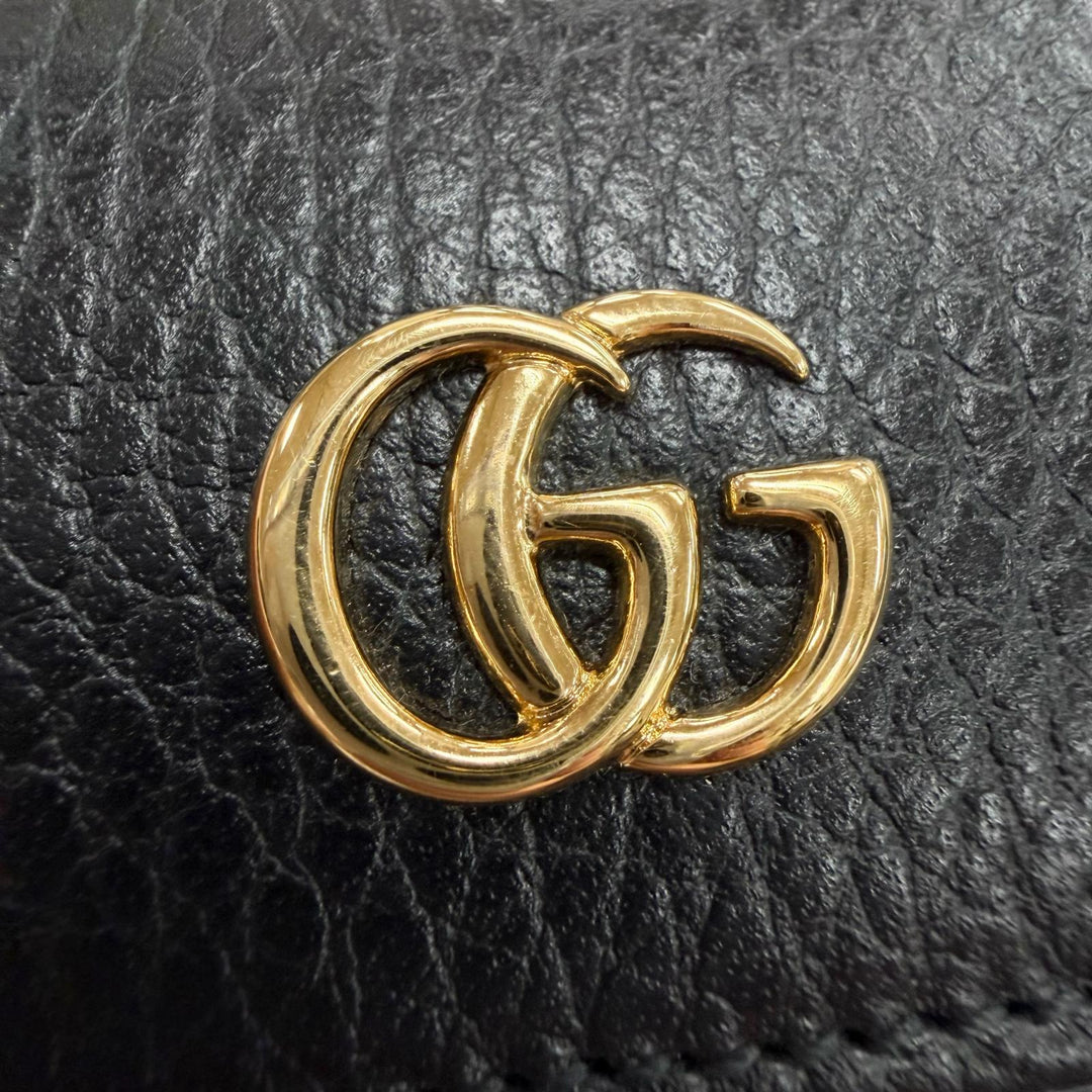 Excellent GUCCI Key holder Double G black leather mens 456118