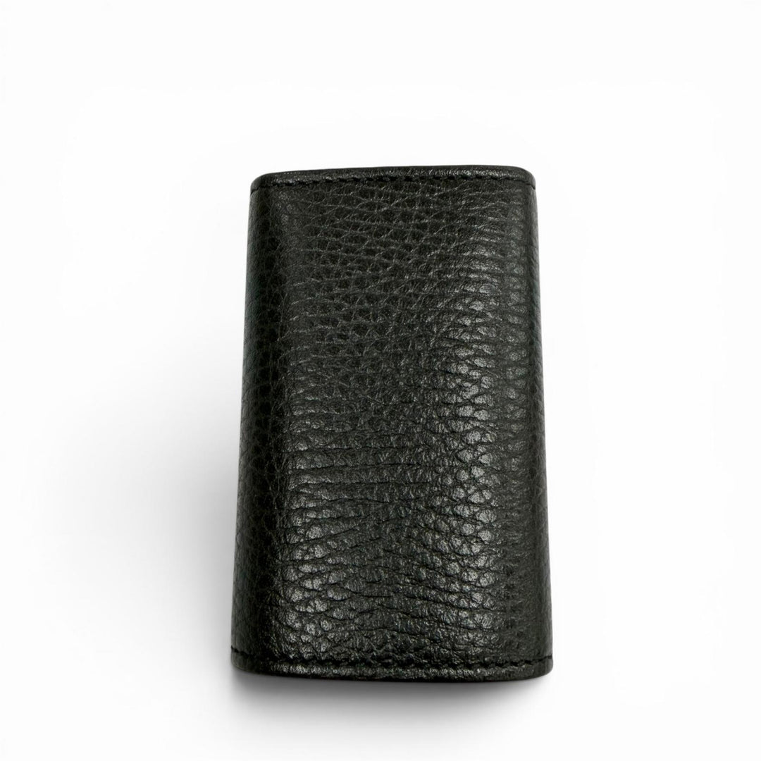 Excellent GUCCI Key holder Double G black leather mens 456118