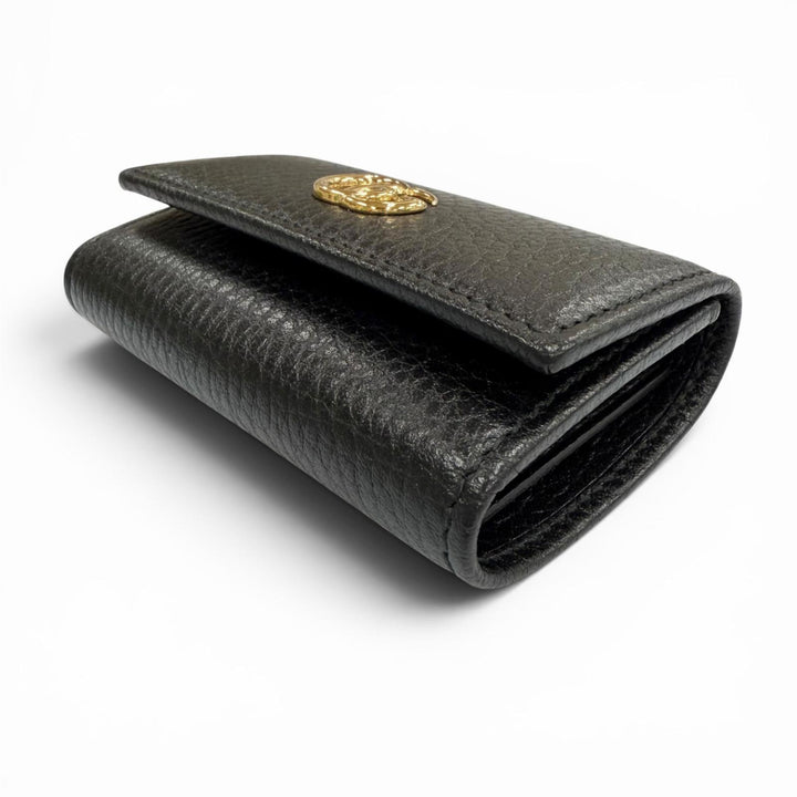 Excellent GUCCI Key holder Double G black leather mens 456118