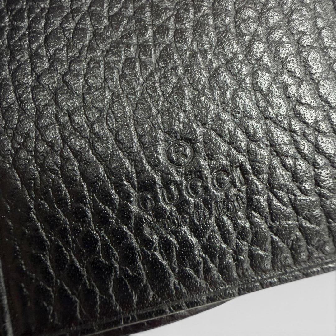 Excellent GUCCI Key holder Double G black leather mens 456118