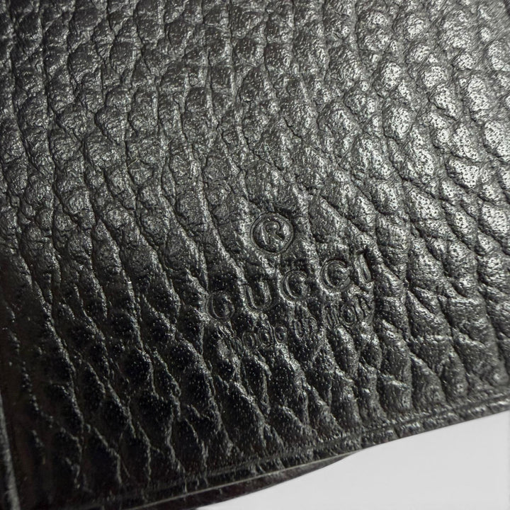Excellent GUCCI Key holder Double G black leather mens 456118