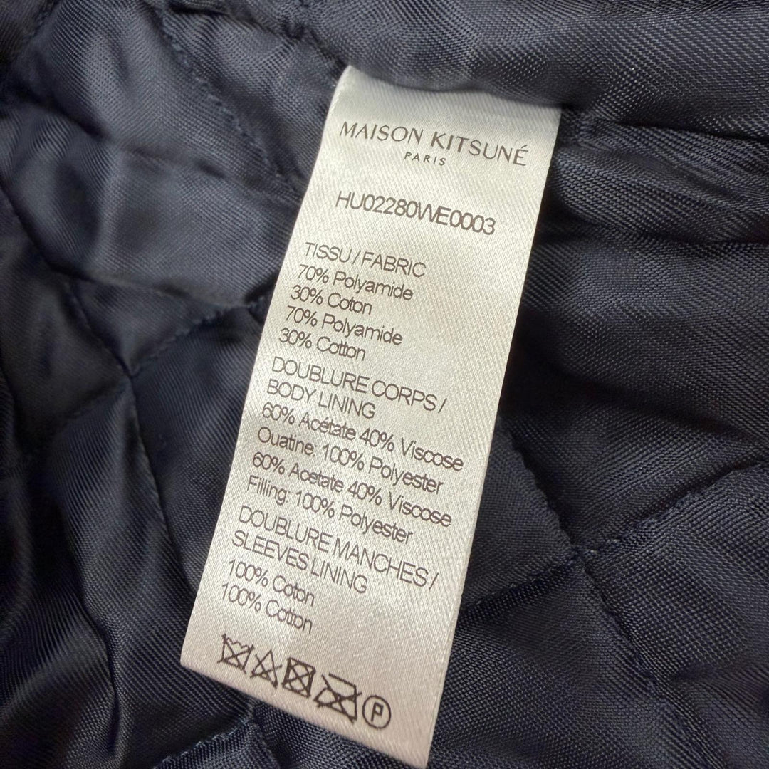 Pristine MAISON KITSUNE mountain hoodie Navy polyamide mens M HU02280WE0003