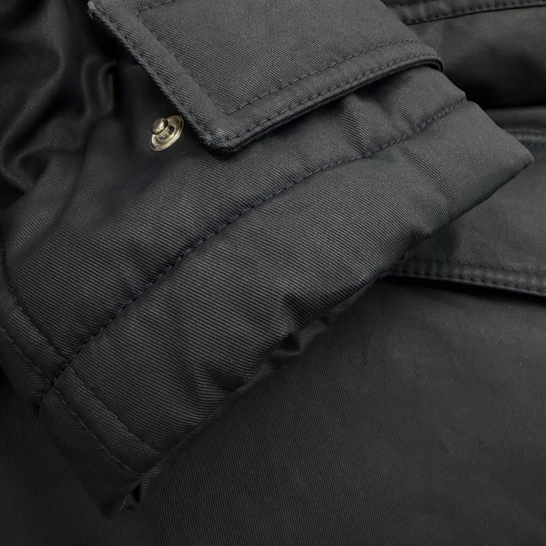 Pristine MAISON KITSUNE mountain hoodie Navy polyamide mens M HU02280WE0003