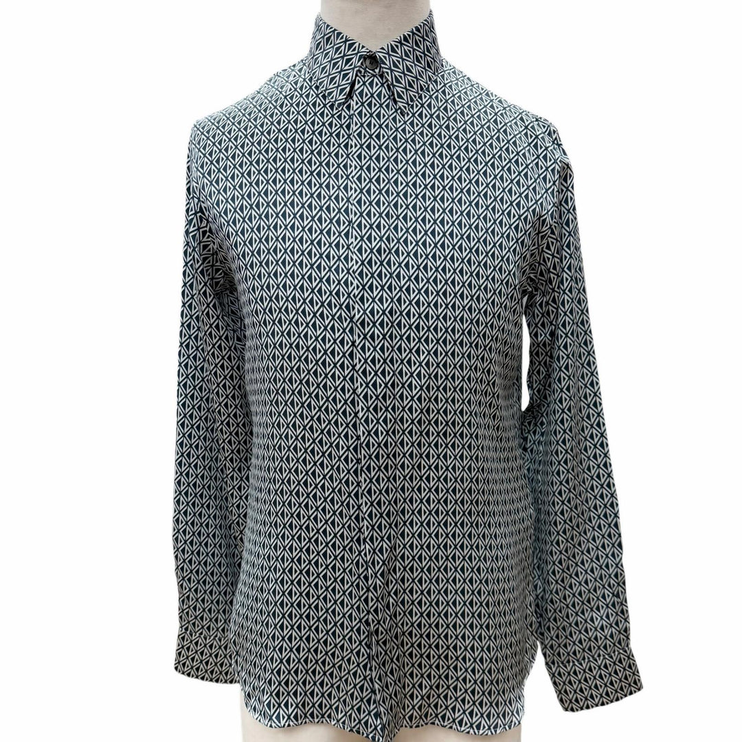 Pristine DIOR Long sleeve shirt Navy silk mens 38 0130C502A5106