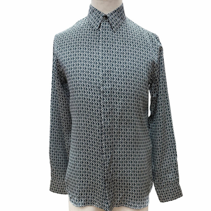 Pristine DIOR Long sleeve shirt Navy silk mens 38 0130C502A5106