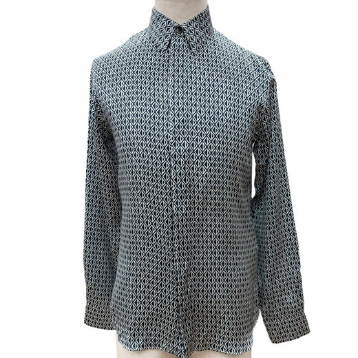 Pristine DIOR Long sleeve shirt Navy silk mens 38 0130C502A5106