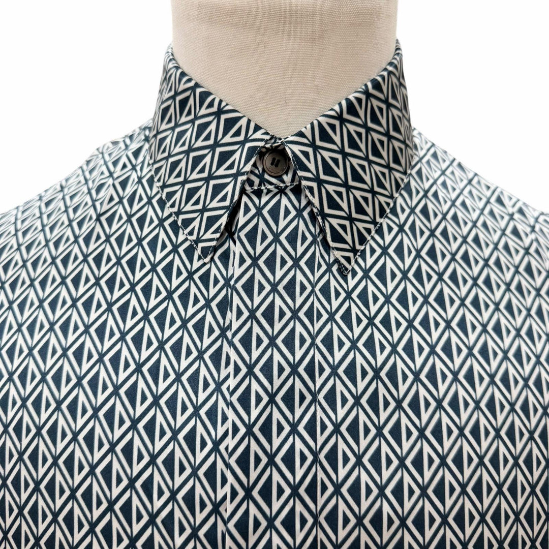 Pristine DIOR Long sleeve shirt Navy silk mens 38 0130C502A5106