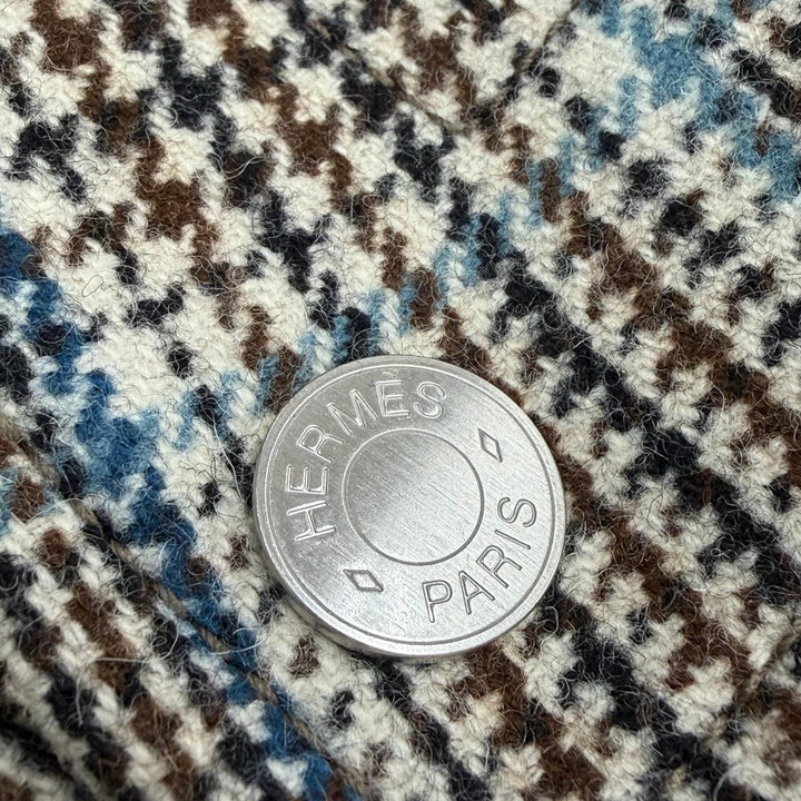 Pristine HERMES Long sleeve shirt Prince of Wales surligne gray wool mens 44