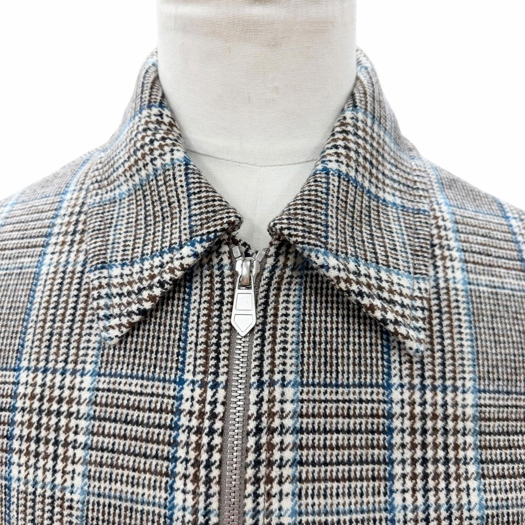 Pristine HERMES Long sleeve shirt Prince of Wales surligne gray wool mens 44