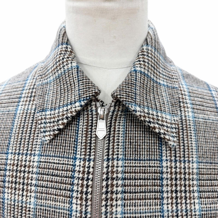 Pristine HERMES Long sleeve shirt Prince of Wales surligne gray wool mens 44