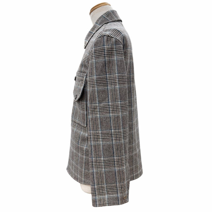 Pristine HERMES Long sleeve shirt Prince of Wales surligne gray wool mens 44