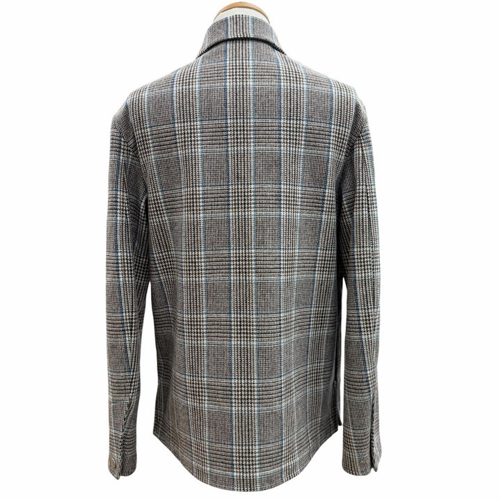 Pristine HERMES Long sleeve shirt Prince of Wales surligne gray wool mens 44
