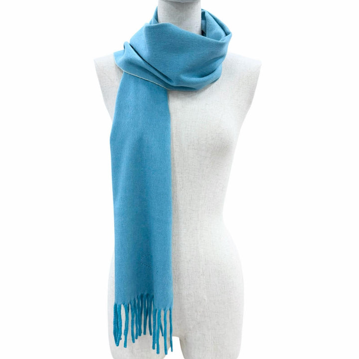 Excellent HERMES Scarf Evelyn H Logo Fringe Bicolor cashmere Women
