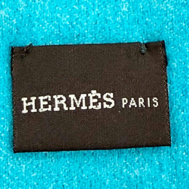 Excellent HERMES Scarf Evelyn H Logo Fringe Bicolor cashmere Women