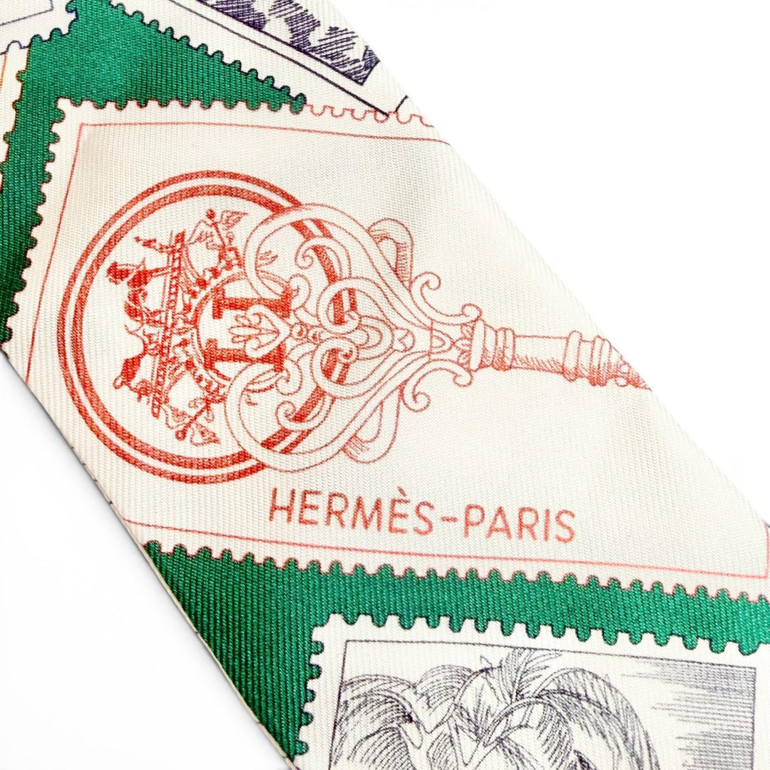 Pristine HERMES scarf Twilly LE PHILATELISTE DU FAUBOURG Green system silk Women