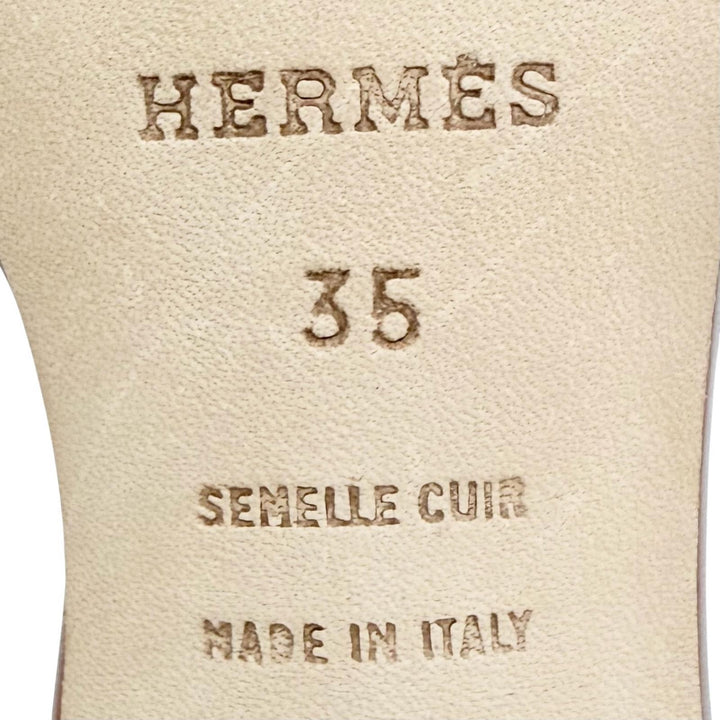 Excellent HERMES Sandals Oasis H Design Leather Mules Brown leather Women 35