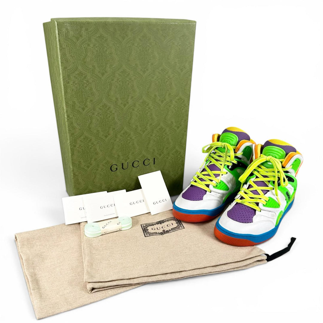 Pristine GUCCI High cut sneakers BASKET Vintage processing multicolor leather