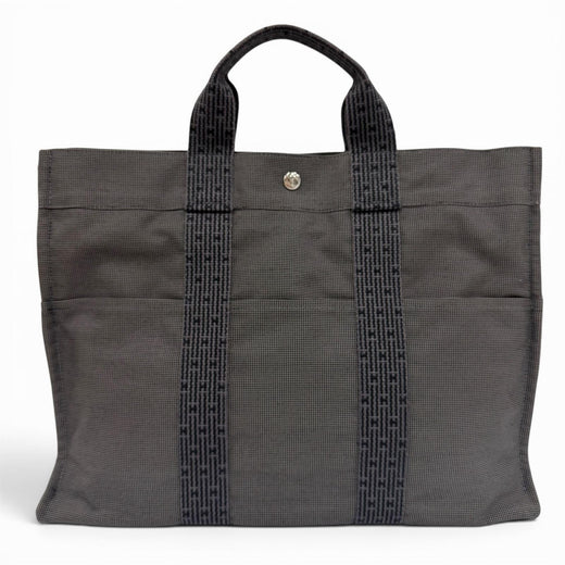 Excellent HERMES Handbag Her Line MM Serie Metal Canvas Tote Bag gray Women