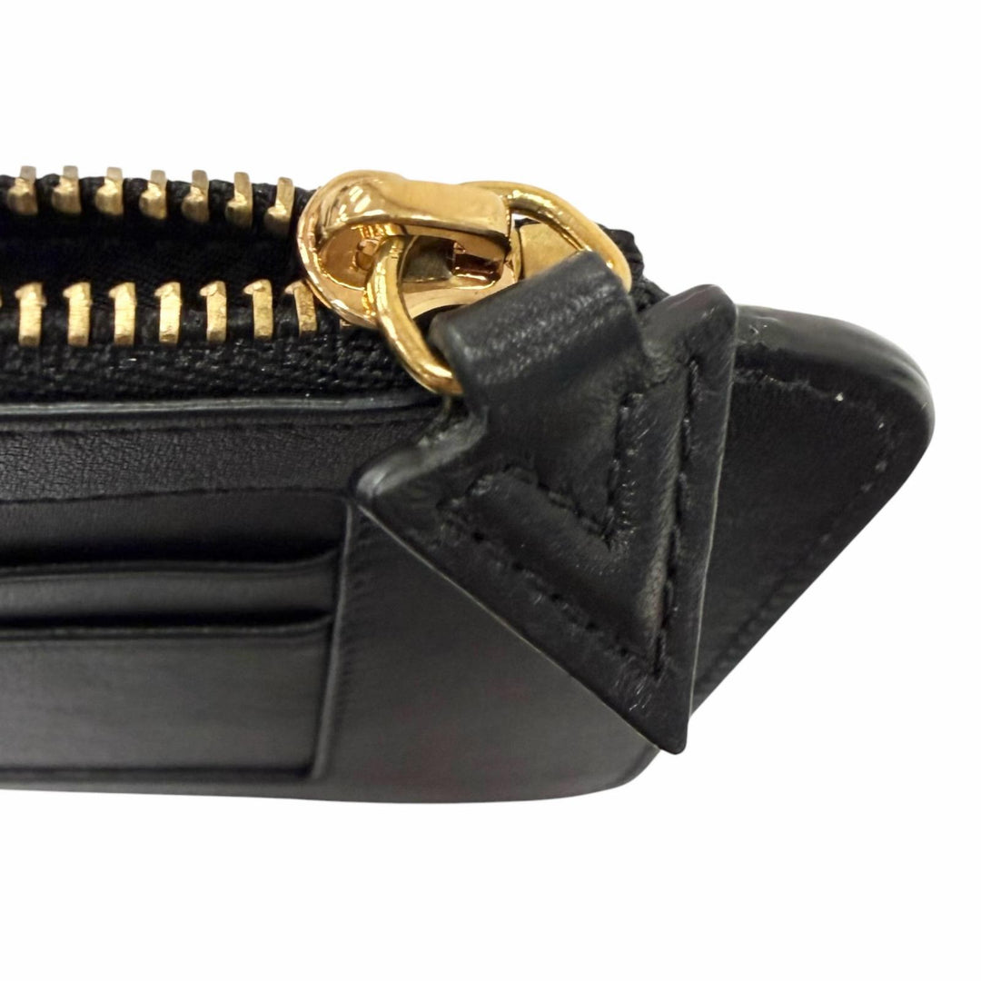 Excellent VERSACE Medusa motif Shoulder Bag Neck Wallet black leather mens
