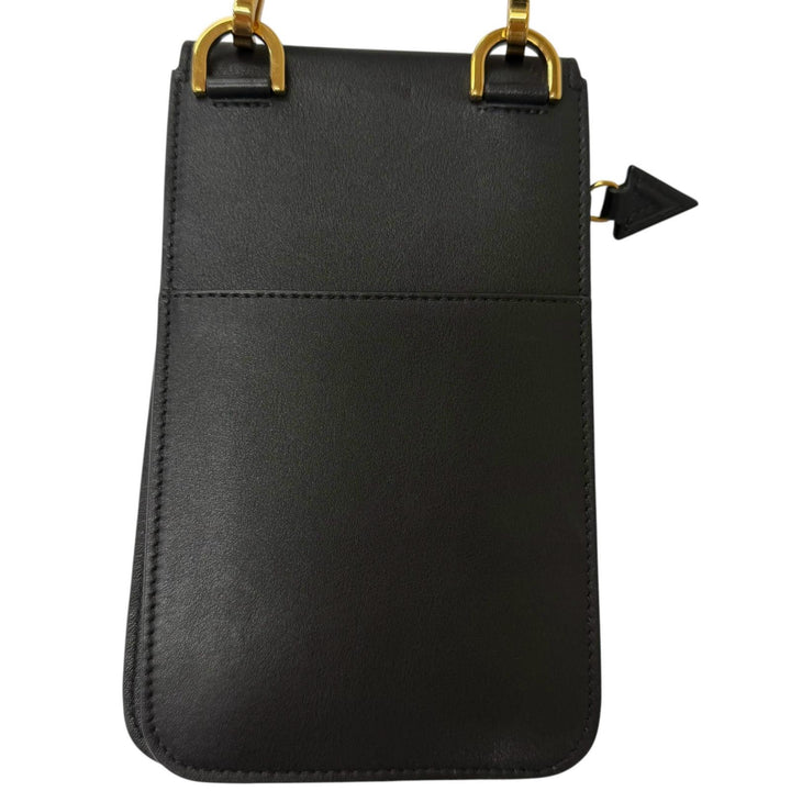 Excellent VERSACE Medusa motif Shoulder Bag Neck Wallet black leather mens