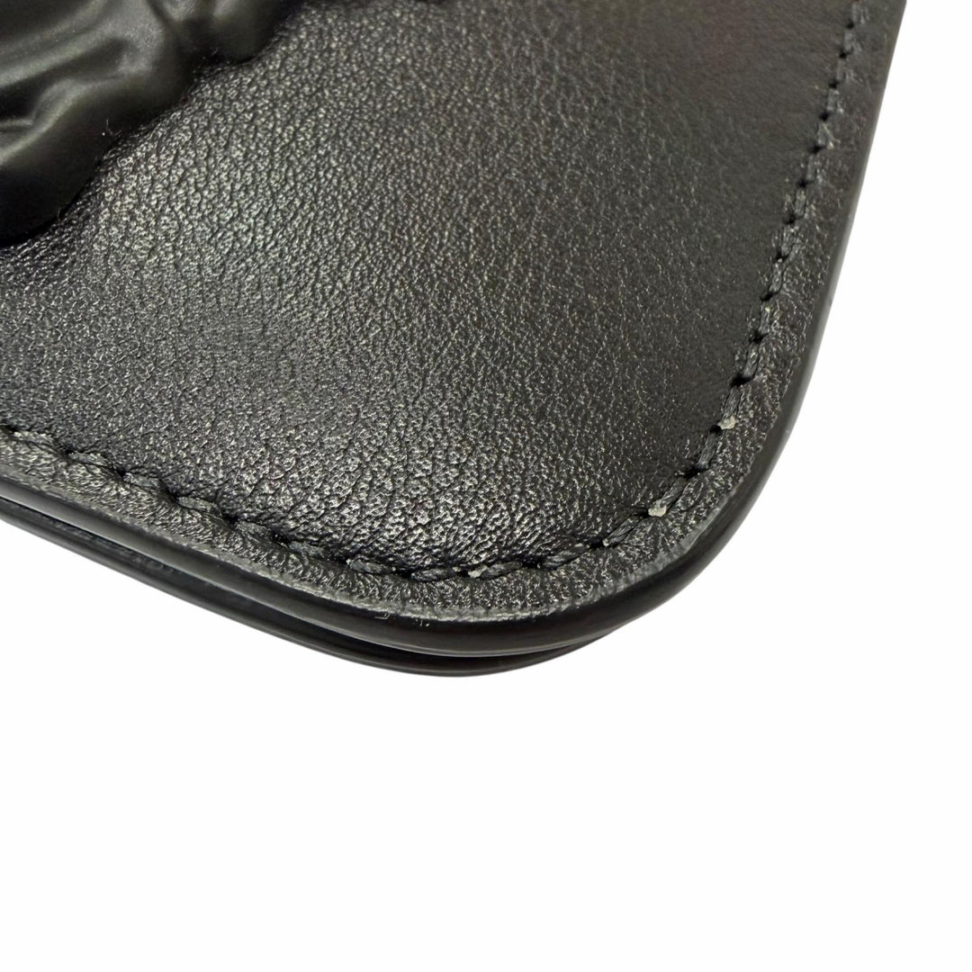 Excellent VERSACE Medusa motif Shoulder Bag Neck Wallet black leather mens