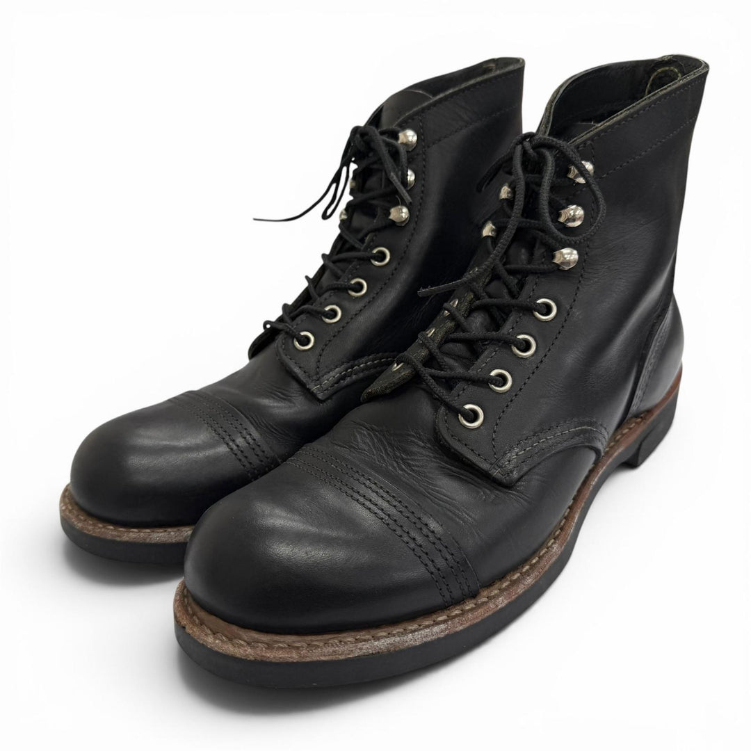 Very Good RED WING short boots iron ranger lace-up leather black leather 8114