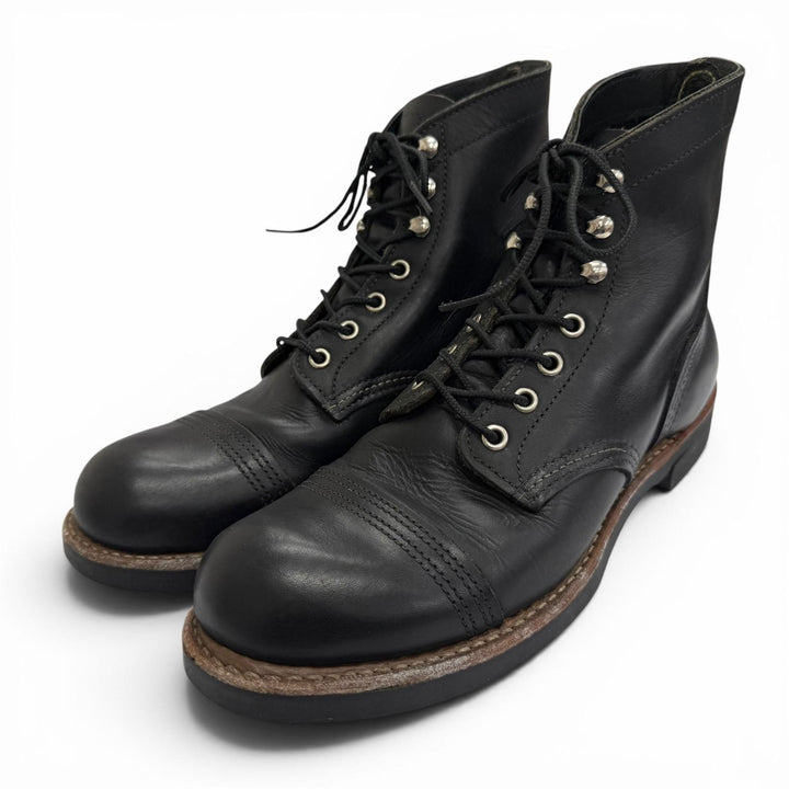 Very Good RED WING short boots iron ranger lace-up leather black leather 8114