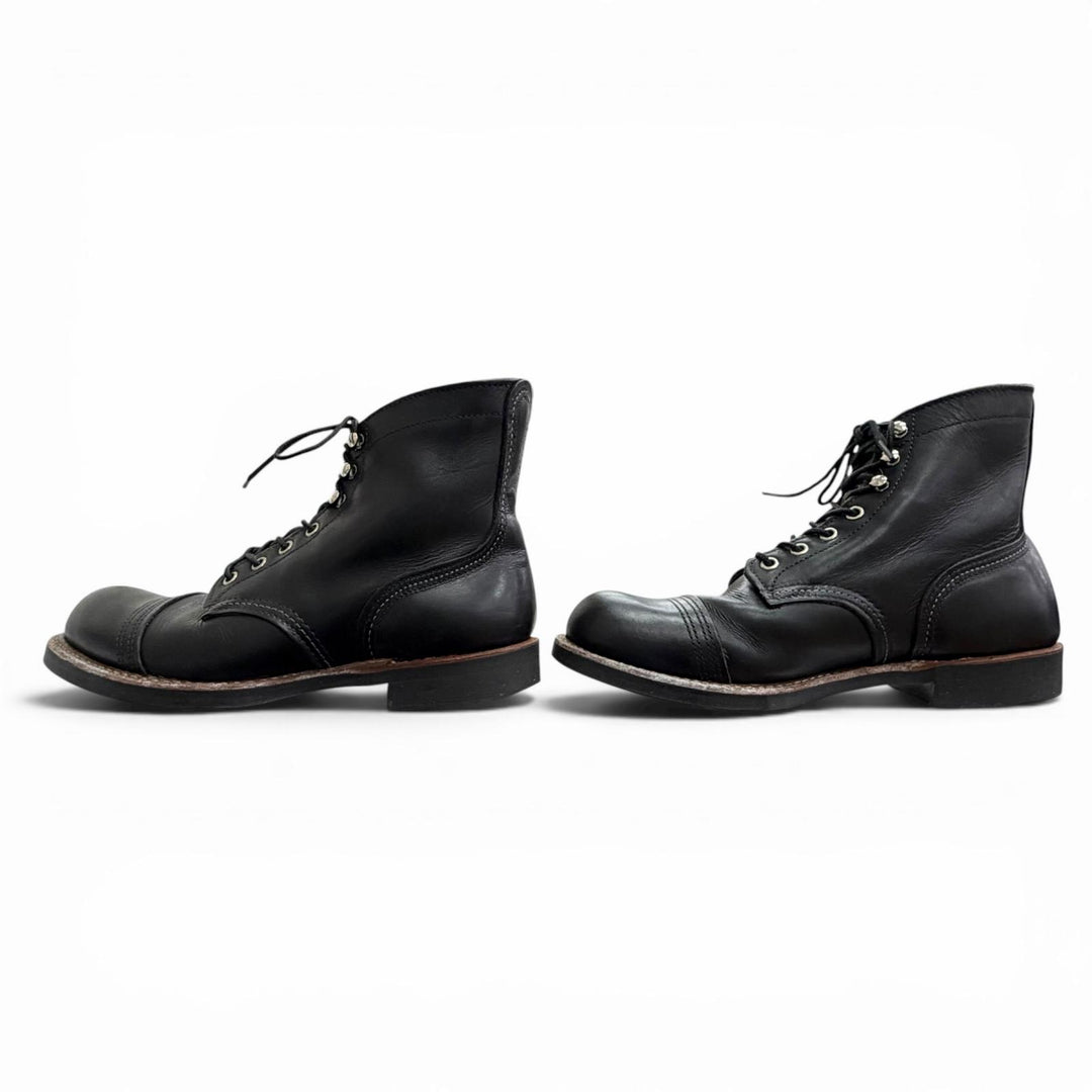 Very Good RED WING short boots iron ranger lace-up leather black leather 8114