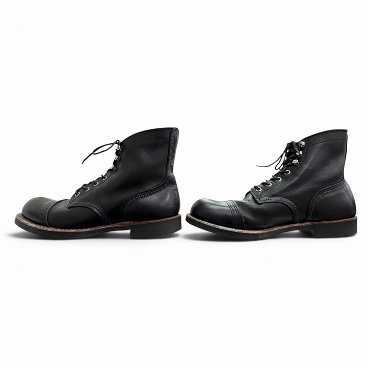 Very Good RED WING short boots iron ranger lace-up leather black leather 8114