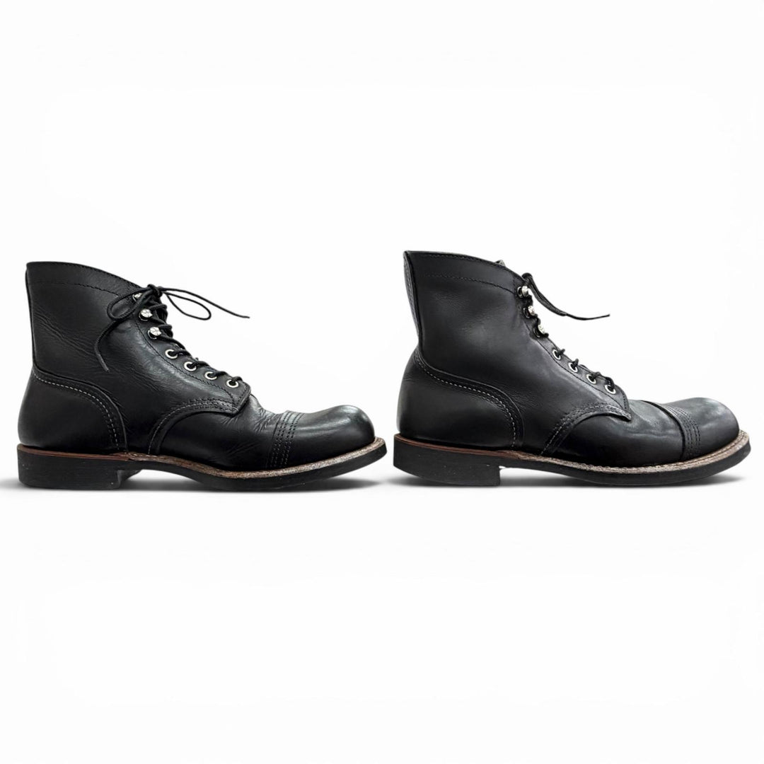 Very Good RED WING short boots iron ranger lace-up leather black leather 8114