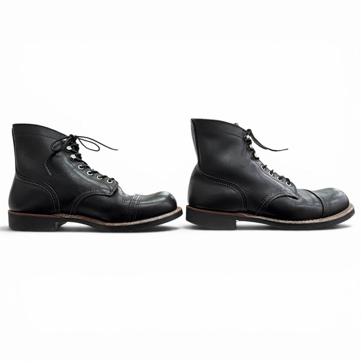 Very Good RED WING short boots iron ranger lace-up leather black leather 8114