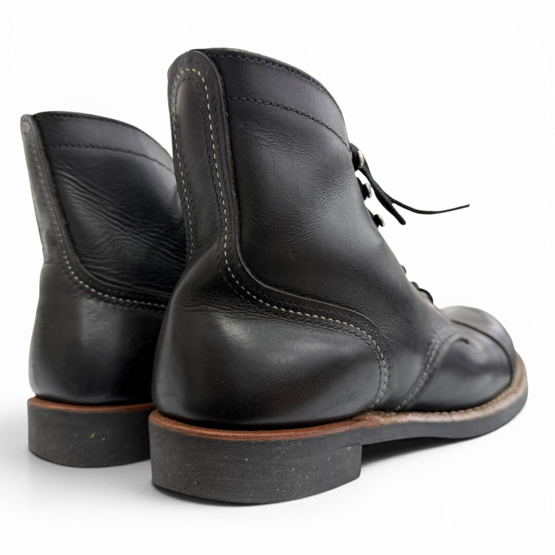Very Good RED WING short boots iron ranger lace-up leather black leather 8114