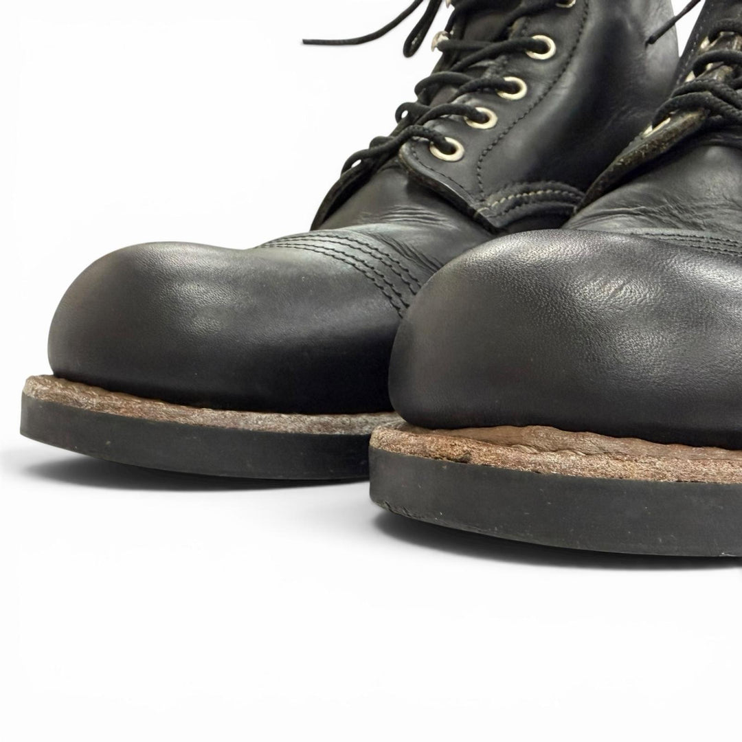 Very Good RED WING short boots iron ranger lace-up leather black leather 8114