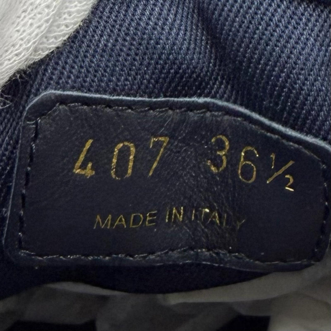 Great PRADA sneakers Triangle logo pattern fabric Navy Women 36.5 1E407N
