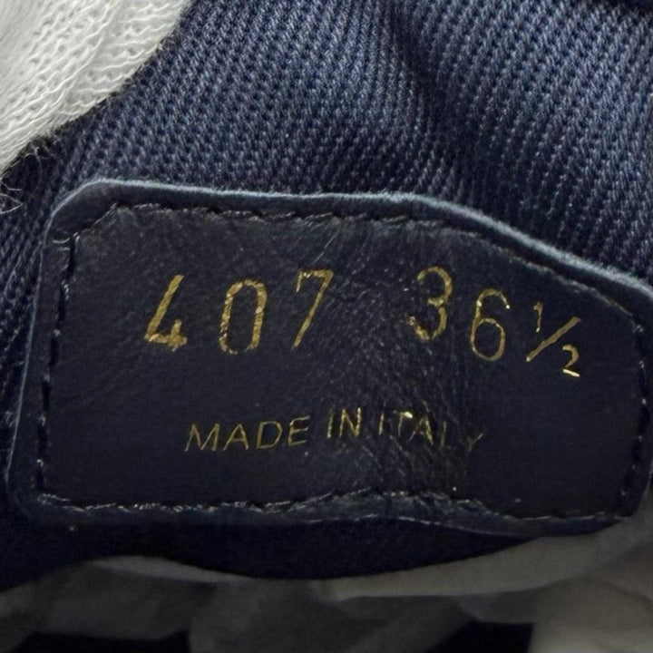 Great PRADA sneakers Triangle logo pattern fabric Navy Women 36.5 1E407N