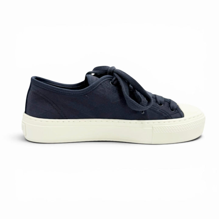 Great PRADA sneakers Triangle logo pattern fabric Navy Women 36.5 1E407N