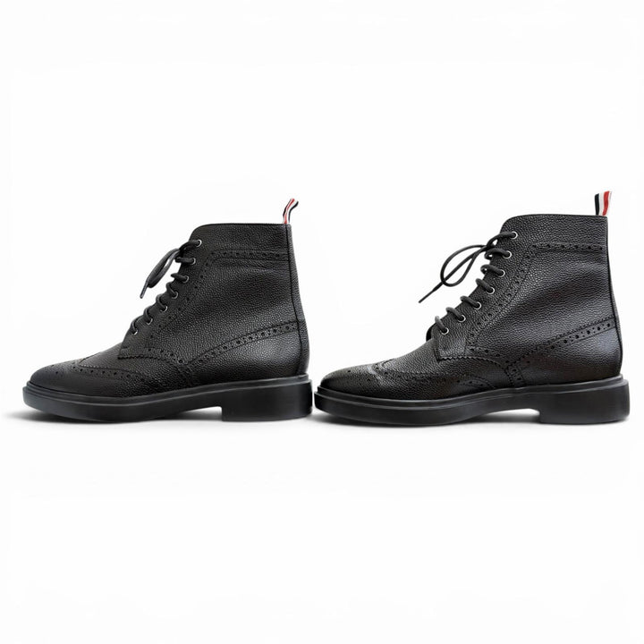 Pristine THOM BROWNE Ankle boots Pebblegrain wingtip boots black 38 FFB018B