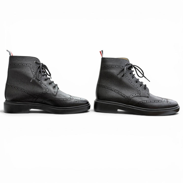 Pristine THOM BROWNE Ankle boots Pebblegrain wingtip boots black 38 FFB018B