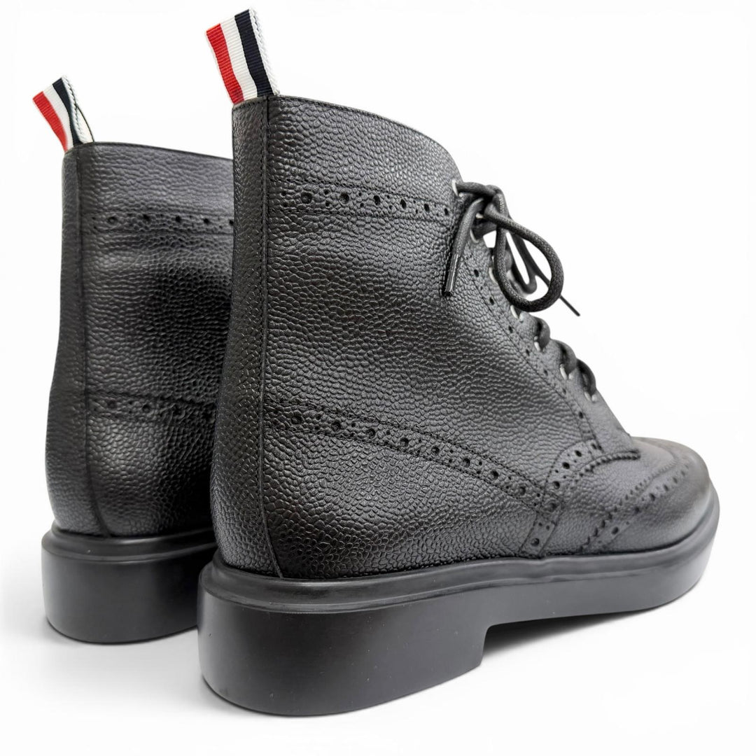Pristine THOM BROWNE Ankle boots Pebblegrain wingtip boots black 38 FFB018B