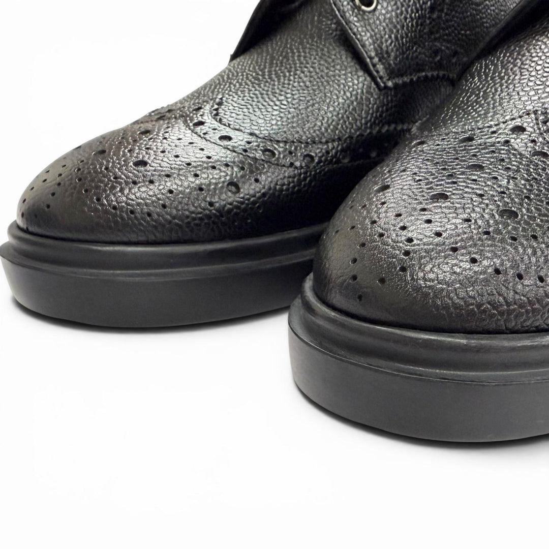 Pristine THOM BROWNE Ankle boots Pebblegrain wingtip boots black 38 FFB018B