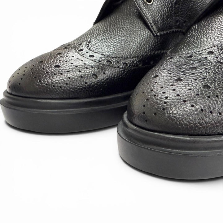 Pristine THOM BROWNE Ankle boots Pebblegrain wingtip boots black 38 FFB018B