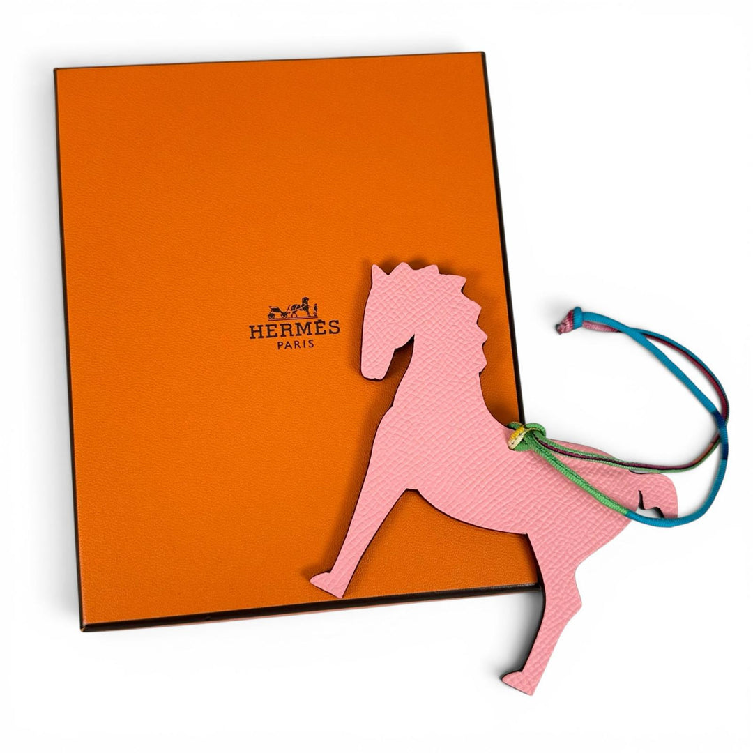 Pristine HERMES charm Petit H Bag Charm Cheval Horse horse pink Epsom Women