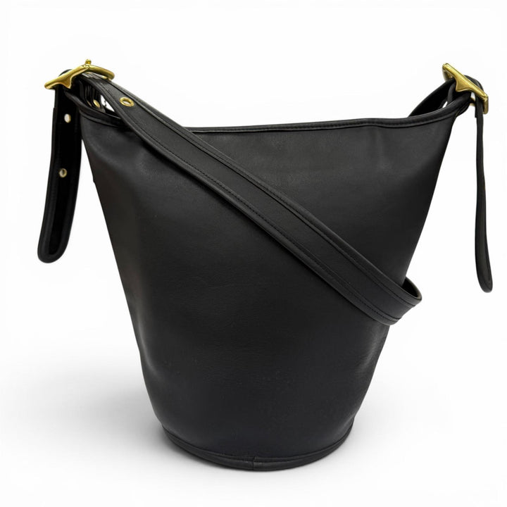 Excellent COACH Shoulder Bag Old coach black Glove leather Women 9953